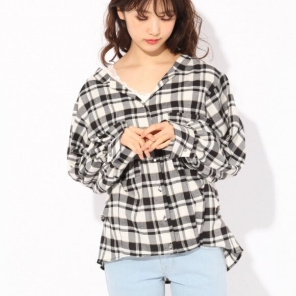 (sold) Heather ヘザー Shirt in Black Check - Picture 1 of 8